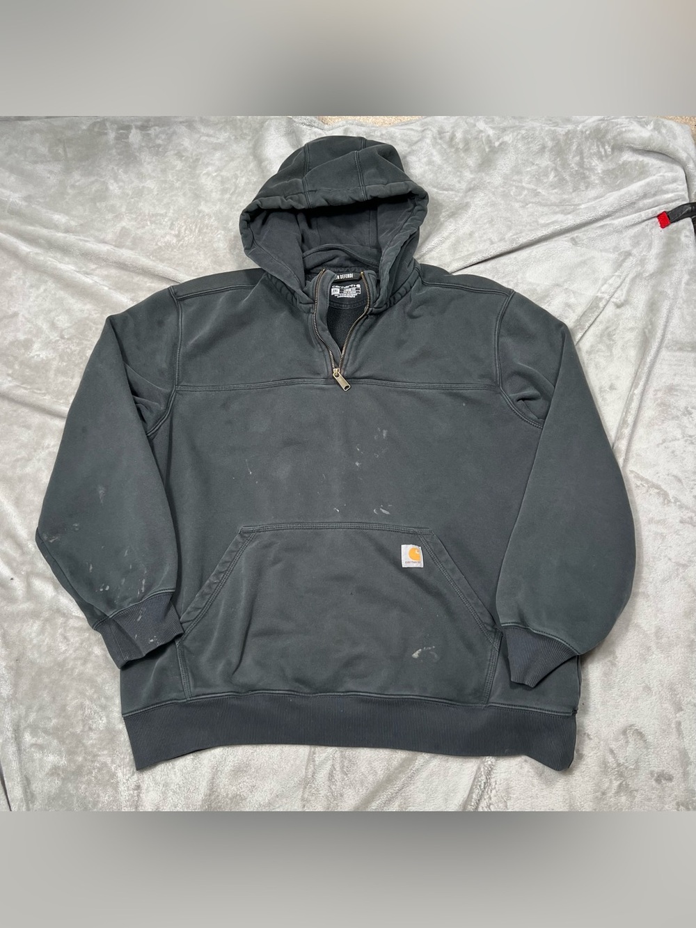 Carhartt Paxton 1/4 Zip Hoodie Mens 2XL Black Rain Defender Loose Fit 100617 001